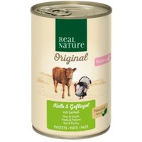 REAL NATURE Original Nassfutter Katze, Kitten Kalb und Geflügel mit Lachsöl 6x400 g