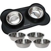 KaraLuna Doppelnapf Napfunterlage mit 4x Napf  schwarz M