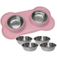 KaraLuna Doppelnapf Napfunterlage mit 4x Napf  rosa S