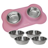 KaraLuna Doppelnapf Napfunterlage mit 4x Napf  rosa M