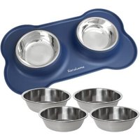 KaraLuna Doppelnapf Napfunterlage mit 4x Napf  blau M