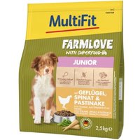 MultiFit Farmlove Trockenfutter Hund Junior, mit Geflügel, Spinat & Pastinake 2,5 kg