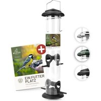 wildtier liebe Futtersäule für Samen, Körner & Kerne 38cm, Schwarz