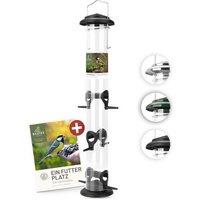 wildtier liebe Futtersäule für Samen, Körner & Kerne 52cm, Schwarz