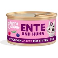 Edgard & Cooper Nassfutter Katze Kitten Stückchen in Soße Ente und Huhn 36x85 g