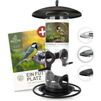 wildtier liebe Futtersäule für Samen, Körner & Kerne 26cm, Schwarz