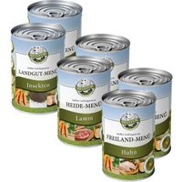 Bellfor Starter-Paket Hundefutter Nass mit Huhn, Lamm und Insekten - Freiland-Menü 2x400g + Heide-Menü 2x400g + Landgut-Menü 2x400g