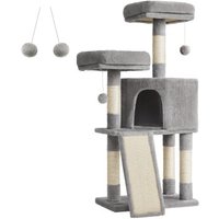 FEANDREA Katzenbaum 115cm Kratzbrett hellgrau