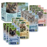 BOZITA Nassfutter Katze Häppchen in Sauce mit Fisch und Fleisch Multibox 12x85 g