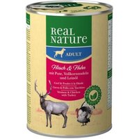 REAL NATURE Nassfutter Hund, Adult, Hirsch und Huhn 24x400 g