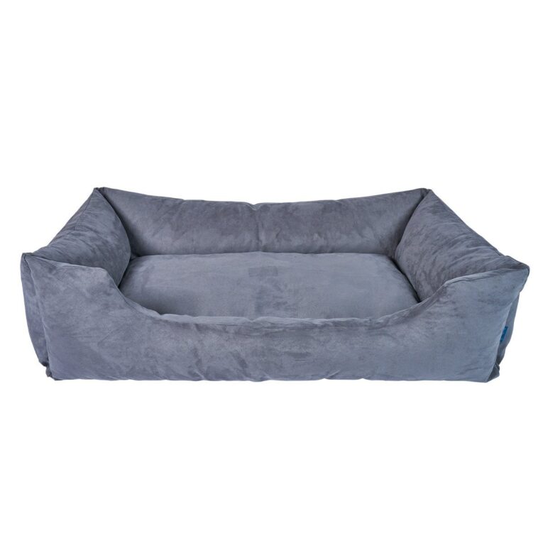 Modernes Hundebett im zeitlosen Design mit einem hochwertigen Veloursbezug und weicher Polsterung. Der Hundeschlafplatz ist robust