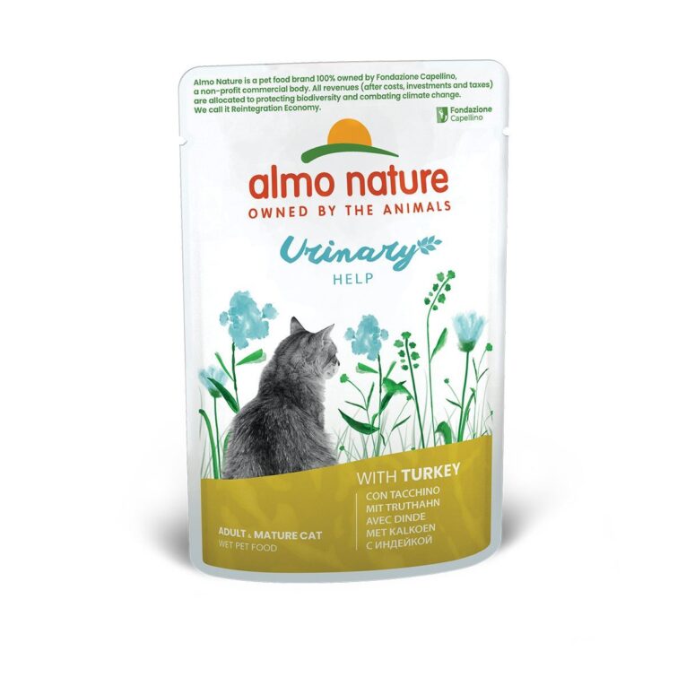 Leckeres Nassfutter von Almo Nature mit Truthahn für ausgewachsene Katzen. Das Alleinfuttermittel ist ideal für Katzen mit erhöhter Harnempfindlichkeit.