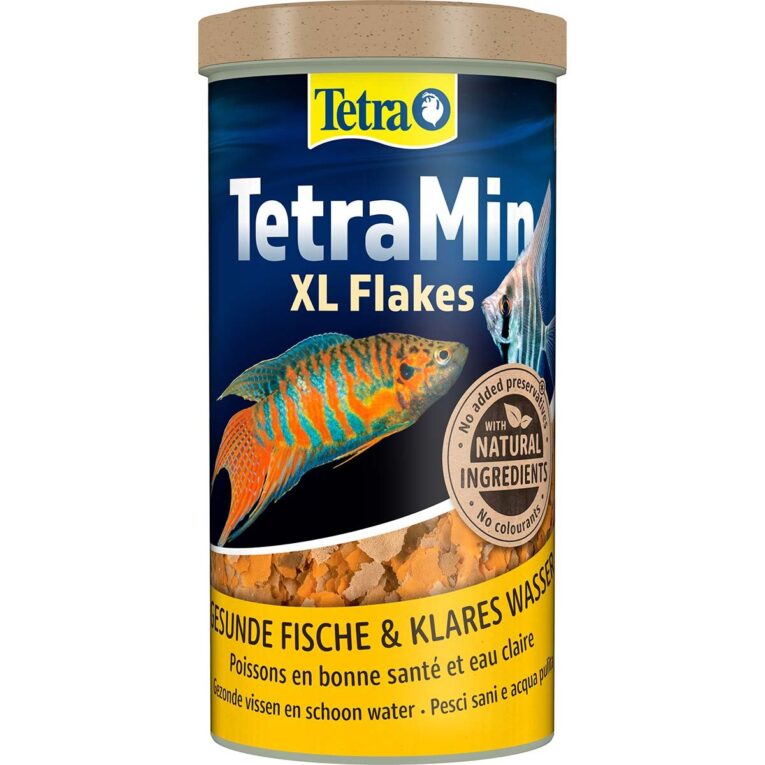 TetraMin XL Flakes: Flockenfutter für Zierfische. Mit TetraMin XL Flakes fütterst du deine größeren Zierfische ausgewogen und effektiv. Die XL-Flocken bieten eine vollwertige Ernährung und tragen zu klarem Wasser bei.