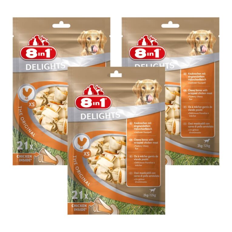 Köstlicher Hundesnack von 8in1 ohne Farbstoffe. Zartes Geflügel macht deinem Hund Appetit. Der Snack ist für Hunde aller Lebensphasen zu empfehlen.
