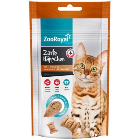 ZooRoyal Zarte Häppchen mit Truthahn, veredelt mit Leberwurst 9x40g
