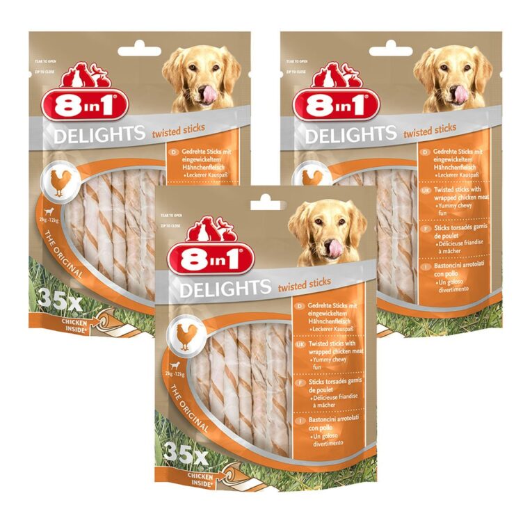 Schmackhafter Hundesnack von 8in1. Der Snack ist als Belohung oder für das Training geeignet. Dein Hund wird den Geschmack lieben.