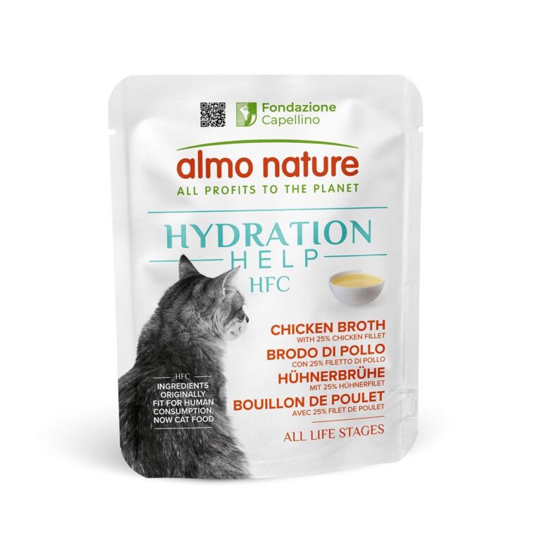 Almo Nature Hydration Help Brühe Hühner Filet ist die ideale Ergänzung für Katzen
