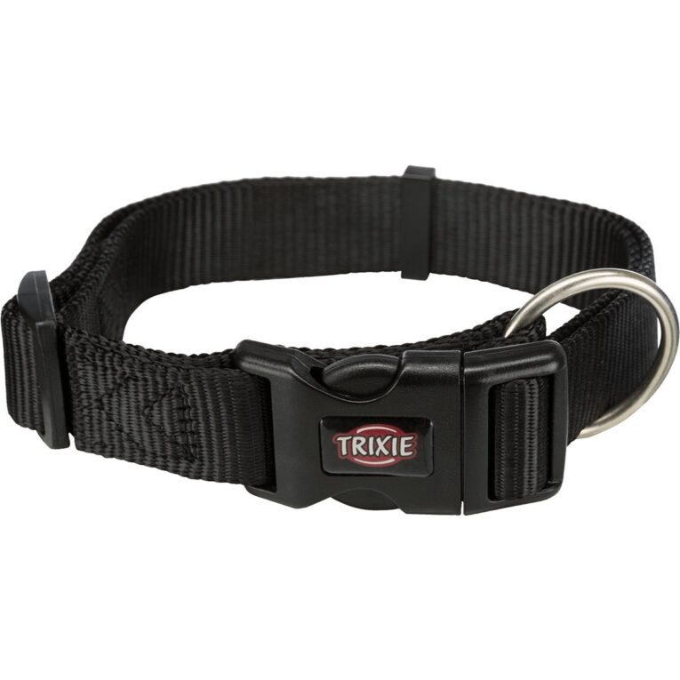 Das Trixie Premium Halsband schwarz bietet dir Komfort und Kontrolle dank stufenlos verstellbarem Gurtband und Schnellverschluss.