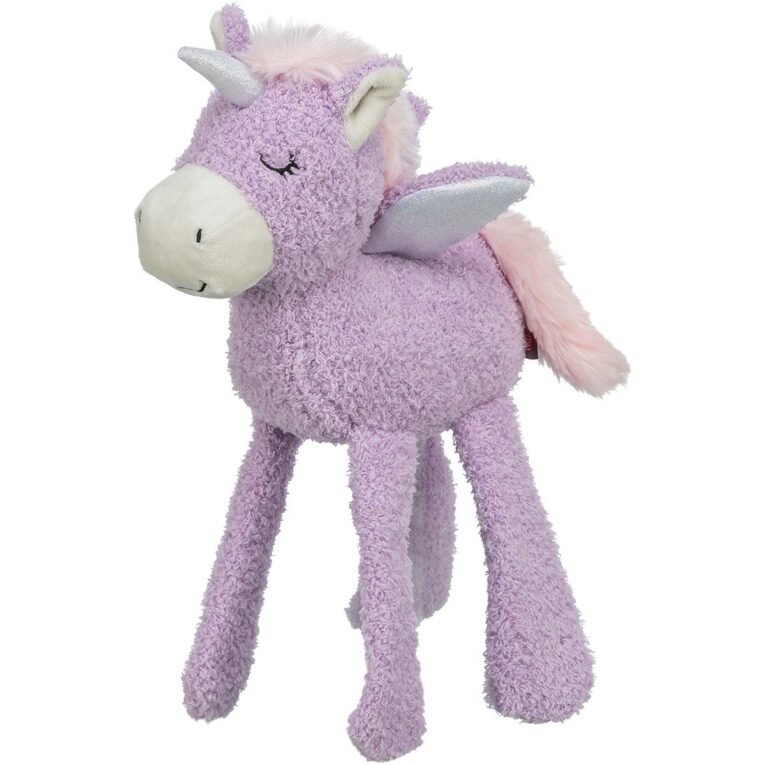 Das Kuscheltier Einhorn von Trixie: Aus recyceltem Plüsch mit Raschelfolie in den Flügeln – weich