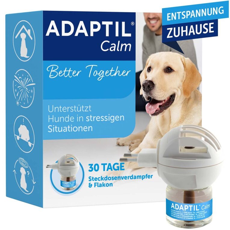 Das Adaptil Happy Home Start-Set für den Hund besteht aus Steckdosen-Verdampfer und 48ml Flakon. Wirkt natürlich gegen Angst & Unsicherheit.
