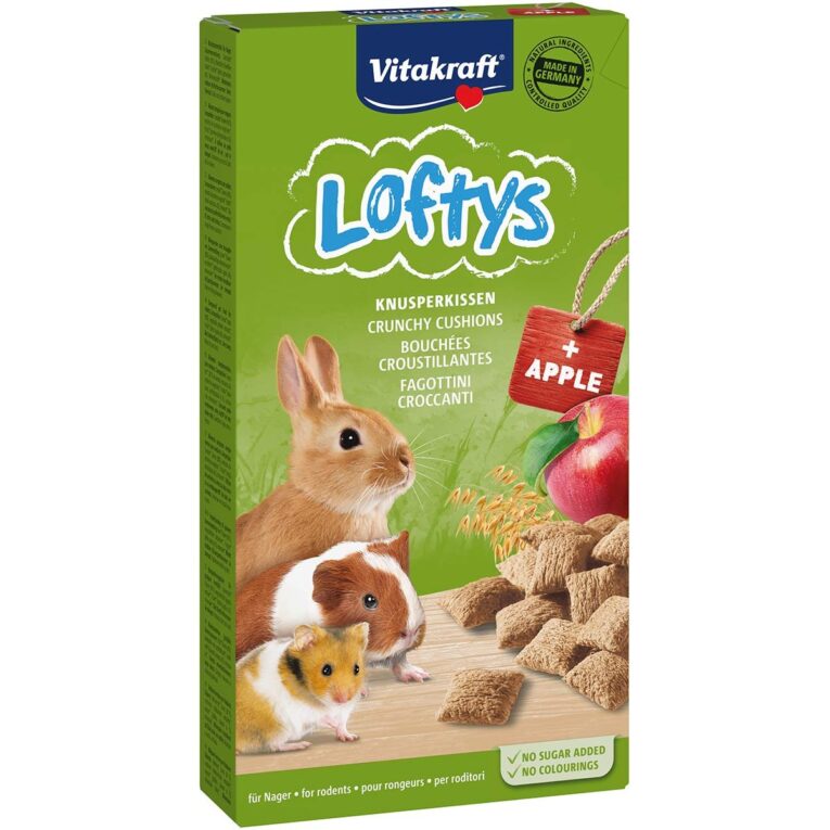 Knusperkissen für Nager mit Hafer und Apfel. Ohne Zuckerzusatz