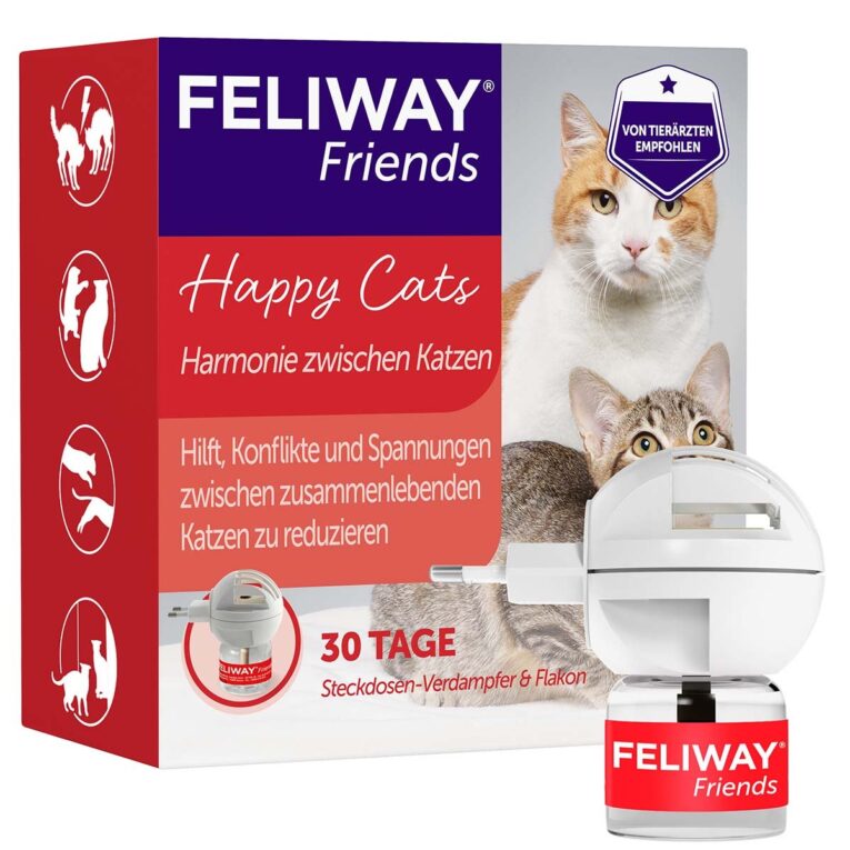 Das Feliway Verdampfer Friends Start-Set 48ml hilft bei Spannungen & Konflikten im Mehrkatzenhaushalt.