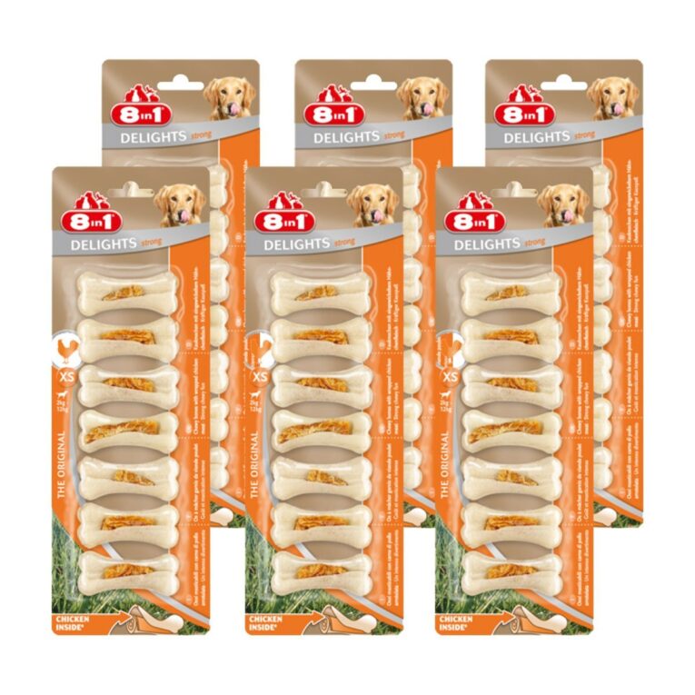 Köstlicher Hundesnack von 8in1 ohne Farbstoffe. Hochwertiges Geflügel macht deinem Hund Appetit. Der Snack ist für Hunde aller Lebensphasen zu empfehlen.