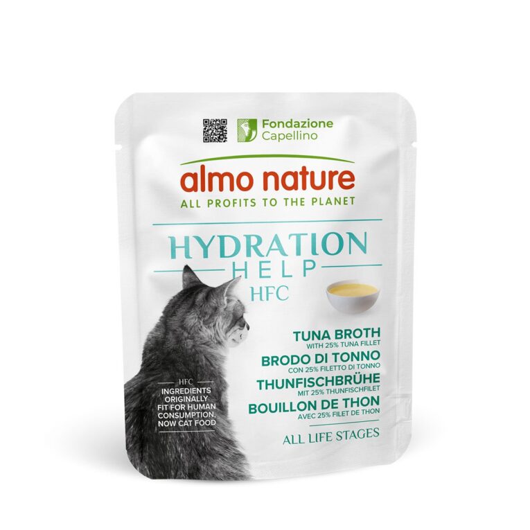 Almo Nature Hydration Help Brühe Thunfisch Filet ist die ideale Ergänzung für Katzen