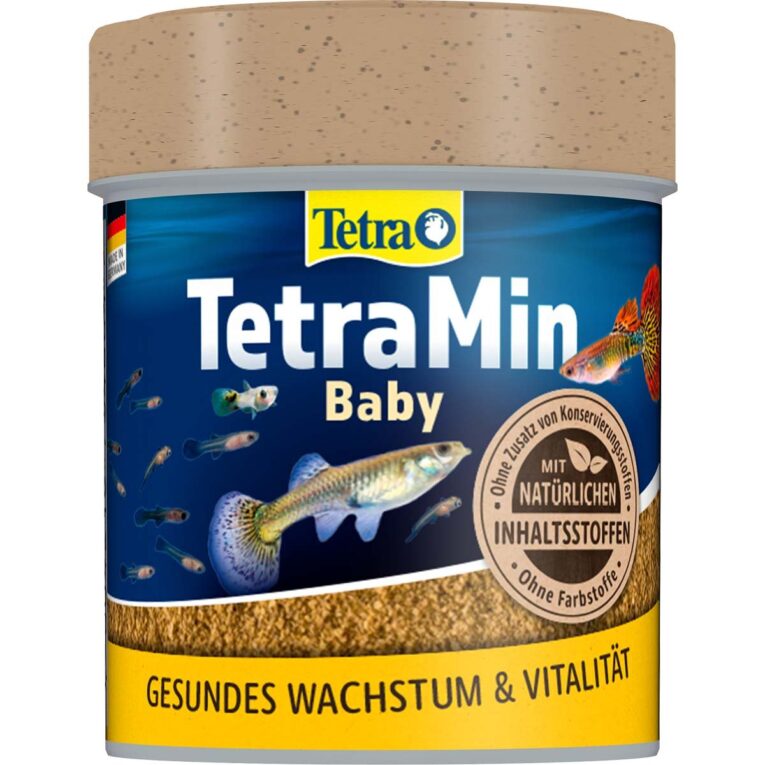 TetraMin Baby: Mikrofutter für Zierfischbrut. Fördert das Wachstum deiner Zierfischbrut mit TetraMin Baby. Hochwertige Mikroflocken sichern eine ausgewogene Ernährung und klare Wasserqualität.