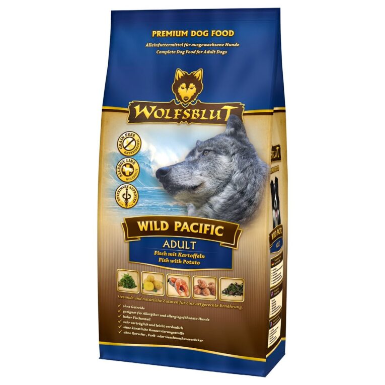 Getreidefreies Trockenfutter von Wolfsblut mit Vitaminen. Wohlschmeckender Fisch macht deinem Hund Appetit. Das Futter ist speziell auf die Bedürfnisse von erwachsenen Hunden angepasst.