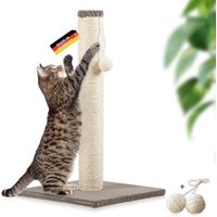 Rohrschneider ® Kratzbaum L, mit Katzenspielzeug, Bodenplatte mit Cordbezug taupe 36 cm, 36 cm, 64 cm