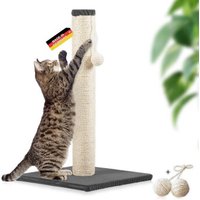 Rohrschneider ® Kratzbaum L, mit Katzenspielzeug, Bodenplatte mit Cordbezug dunkelgrau 36 cm, 36 cm, 64 cm