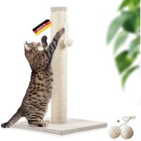 Rohrschneider ® Kratzbaum L, mit Katzenspielzeug, Bodenplatte mit Cordbezug beige 36 cm, 36 cm, 64 cm