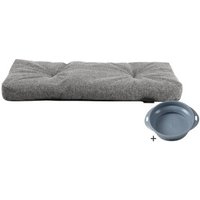 Rohrschneider ® Hundebett mit Anti-Rutsch-Boden, strapazierfähiges Kissen für Hunde und Katzen, B80 x T50 x H 7 cm, inkl. Gratis-Wassernapf