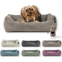 Rohrschneider ® Hundebett waschbar für kleine Hunde mit Hundekissen Cord (ca. 55x42 cm) inkl. Gassibeutel