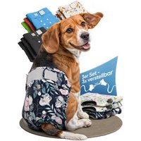 HUND IST KÖNIG Windeln für Hündinnen, saugstarke Windeln, 3-Fach justierbar für festen Sitz weiß/ bunt S