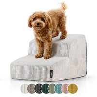 Rohrschneider ® Haustiertreppe mit rutschfester Unterseite und abnehmbarem Cordbezug beige