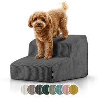 Rohrschneider ® Haustiertreppe mit rutschfester Unterseite und abnehmbarem Cordbezug dunkelgrau