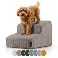 Rohrschneider ® Haustiertreppe mit rutschfester Unterseite und abnehmbarem Cordbezug taupe
