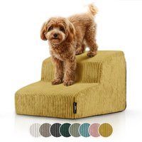 Rohrschneider ® Haustiertreppe mit rutschfester Unterseite und abnehmbarem Cordbezug gelb