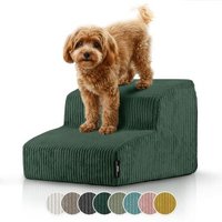 Rohrschneider ® Haustiertreppe mit rutschfester Unterseite und abnehmbarem Cordbezug grün