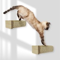 Rohrschneider ® Katzentreppe, Wandelement für Katzen mit starkem Sisalseil, 2-er Set natur / beige