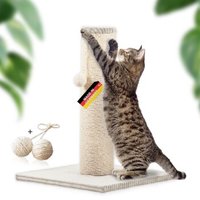 Rohrschneider ® Kratzbaum XL, extra dicke Kratzsäule Ø 12 cm, mit Spielzeug, Bodenplatte mit Cordbezug beige 40 cm, 40 cm, 54 cm