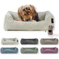 Rohrschneider ® Hundebett waschbar für kleine Hunde mit Hundekissen Cord (ca. 55x42 cm) inkl. Gassibeutel