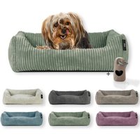 Rohrschneider ® Hundebett waschbar für kleine Hunde mit Hundekissen Cord (ca. 55x42 cm) inkl. Gassibeutel