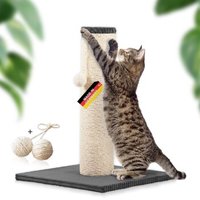 Rohrschneider ® Kratzbaum XL, extra dicke Kratzsäule Ø 12 cm, mit Spielzeug, Bodenplatte mit Cordbezug dunkelgrau 40 cm, 40 cm, 54 cm