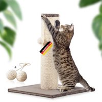 Rohrschneider ® Kratzbaum XL, extra dicke Kratzsäule Ø 12 cm, mit Spielzeug, Bodenplatte mit Cordbezug taupe 40 cm, 40 cm, 54 cm
