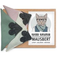 Kater Kasimir 3 x Mausbert - Die 2-in-1 Spielmaus für Katzen, handgemacht aus BIO-Baumwolle mit Katzenminze-, Baldrian- und Matatabi-Füllung