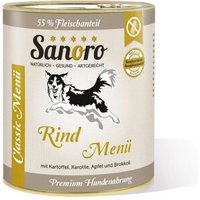 Sanoro Menü Classic vom Rind mit 55% Fleischanteil mit Bio-Kartoffel und Bio-Karotte 6x800g