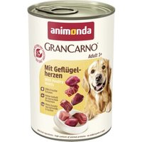 animonda GranCarno Original Nassfutter Hund Adult, Geflügelherzen 12x400 g